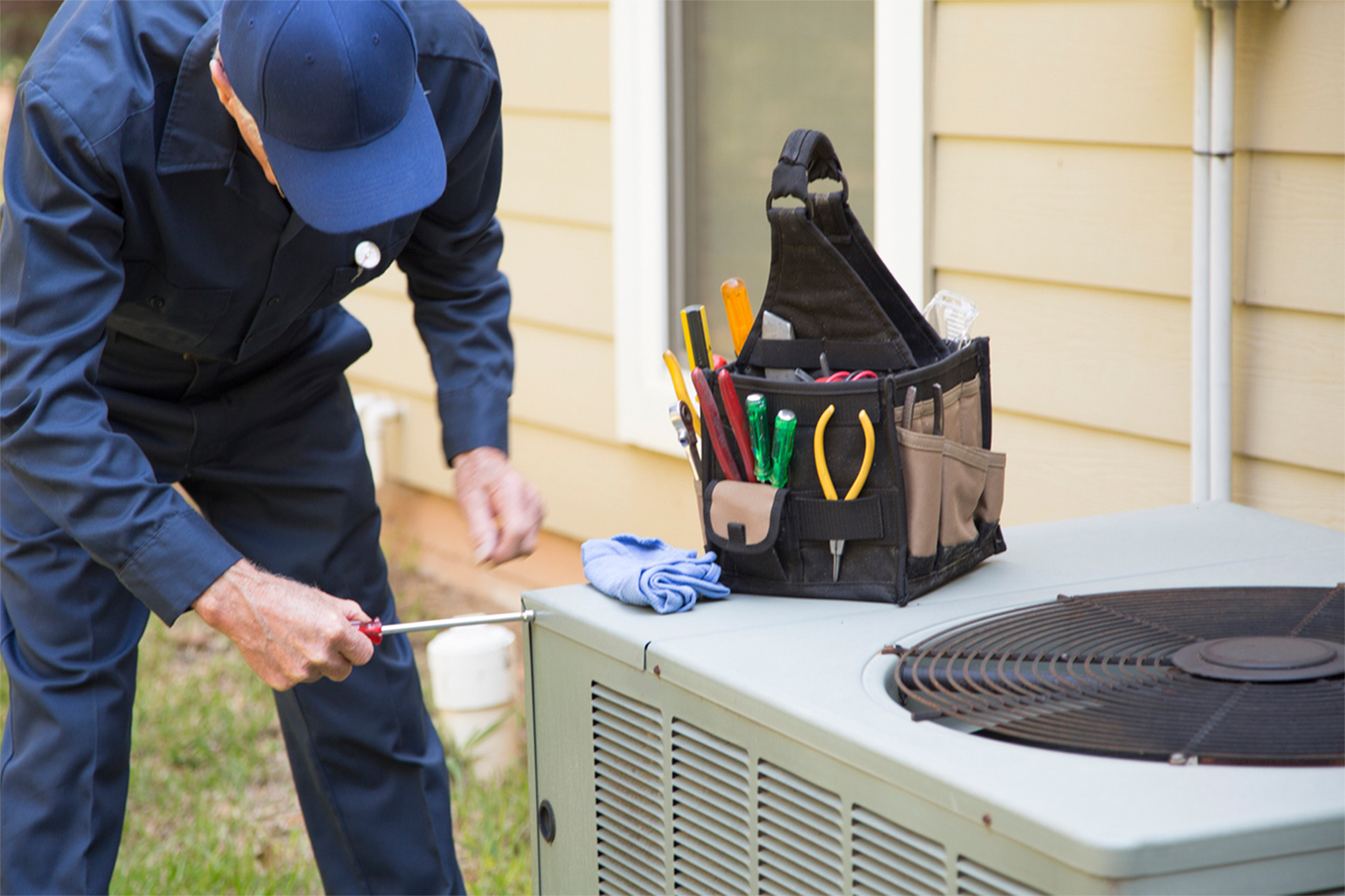 Service Man Working on Unit